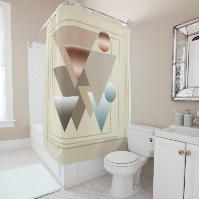 Abstract modern geometric futuristic art shower curtain (In Situ)