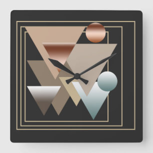 Abstract modern geometric futuristic art square wall clock
