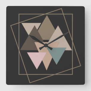 Abstract modern geometric futuristic art square wall clock