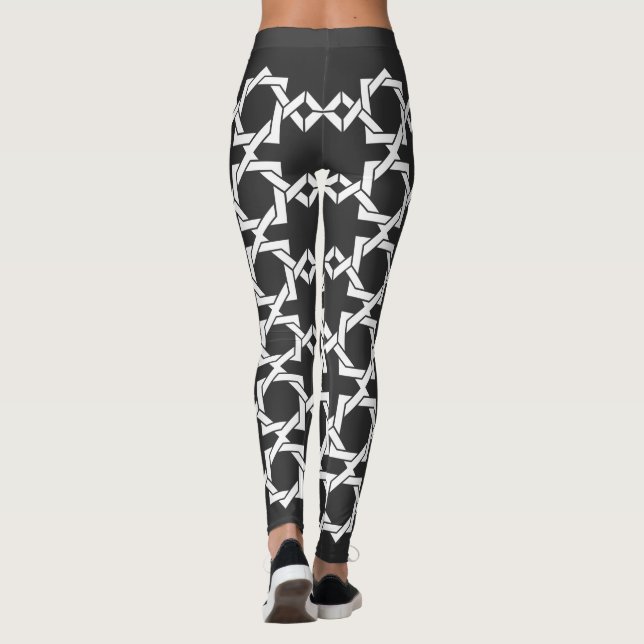Abstract modern geometric line art leggings (Back)