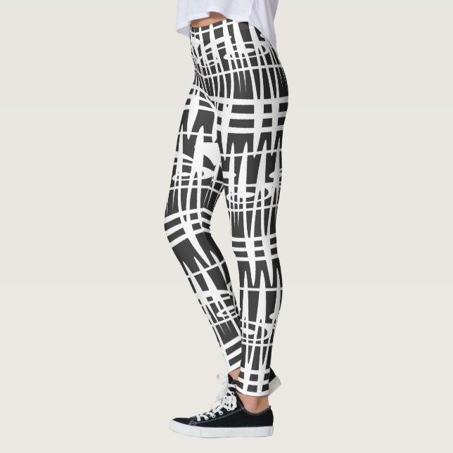 Abstract modern geometric lines art leggings (Left)