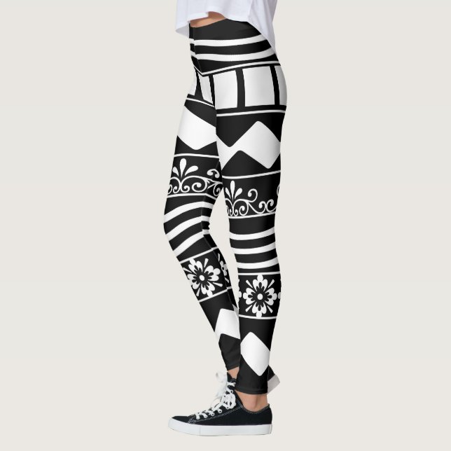 Abstract modern geometric lines art leggings (Left)