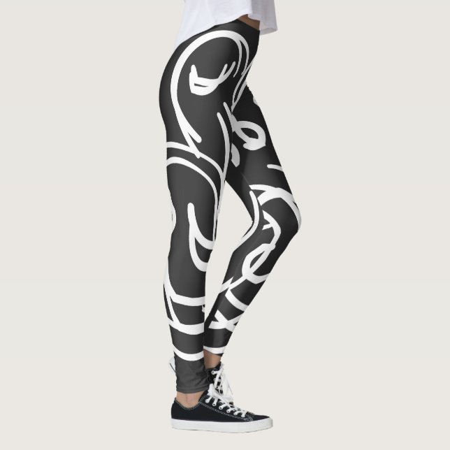Abstract modern geometric lines art leggings (Right)