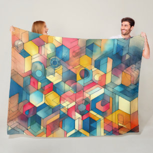 Abstract Modern Geometric Painting  Fleece Blanket