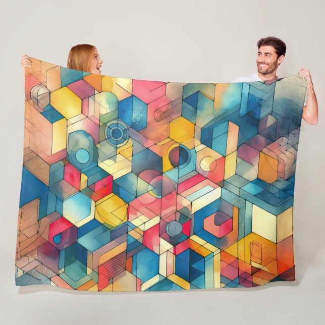 Abstract Modern Geometric Painting  Fleece Blanket (In Situ)
