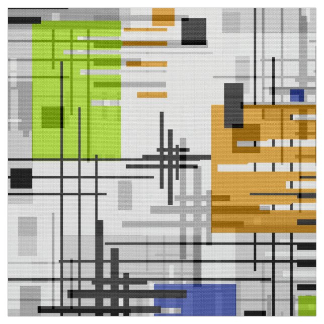 Abstract modern geometric shapes striped lined rec fabric (Swatch)