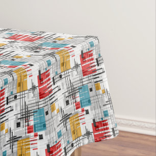 Abstract modern geometric shapes striped lined rec tablecloth