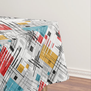 Abstract modern geometric shapes striped lined rec tablecloth