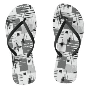 Abstract modern geometric shapes striped lined rec thongs