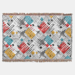 Abstract modern geometric shapes striped lined rec throw blanket