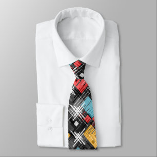 Abstract modern geometric shapes striped lined tie