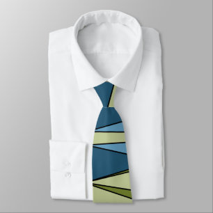Abstract modern geometric shapes triangles blue gr tie