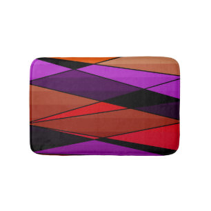 Abstract modern geometric shapes triangles orange bath mat