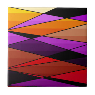 Abstract modern geometric shapes triangles orange ceramic tile