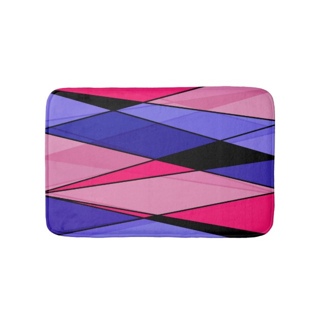 Abstract modern geometric shapes triangles pink bl bath mat (Front)