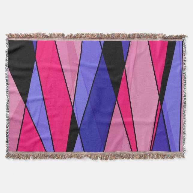 Abstract modern geometric shapes triangles pink bl throw blanket (Front)