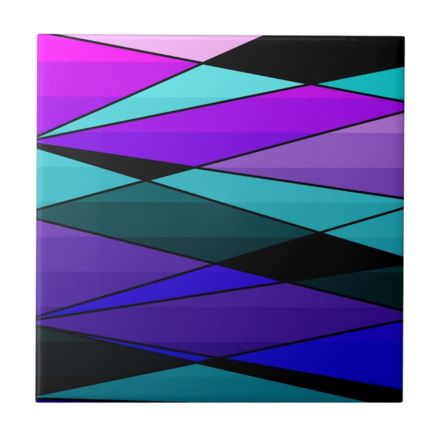 Abstract modern geometric shapes triangles pink pu ceramic tile (Front)