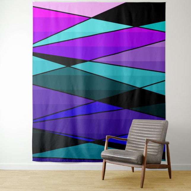 Abstract modern geometric shapes triangles pink pu tapestry (In Situ)