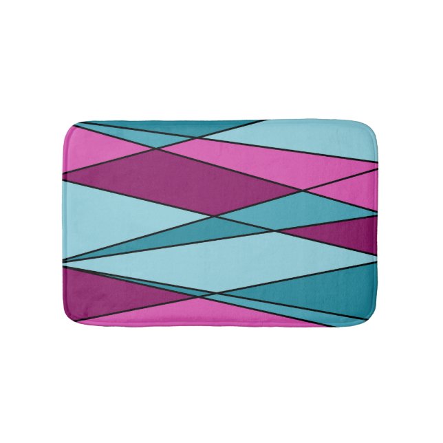 Abstract modern geometric shapes triangles pink tu bath mat (Front)