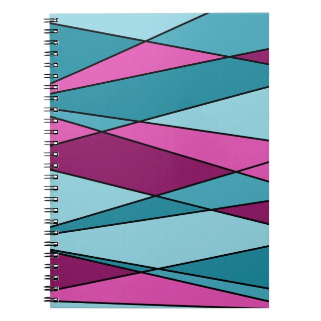 Abstract modern geometric shapes triangles pink tu notebook (Front)