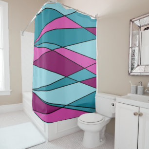 Abstract modern geometric shapes triangles pink tu shower curtain