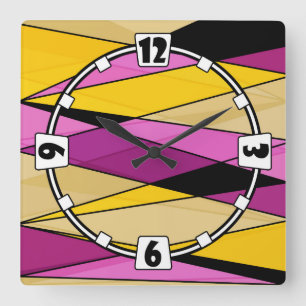 Abstract modern geometric shapes triangles pink ye square wall clock