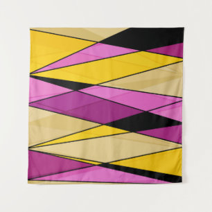 Abstract modern geometric shapes triangles pink ye tapestry