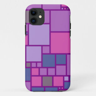 Abstract Modern Geometric Squares Pink Purple iPhone 11 Case