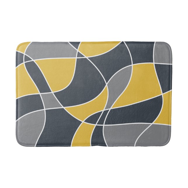 Abstract, modern, geometric, trendy pattern bath mat (Front)