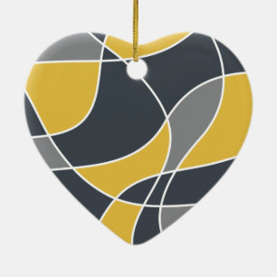 Abstract, modern, geometric, trendy pattern ceramic ornament