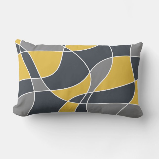 Abstract, modern, geometric, trendy pattern lumbar cushion (Front)