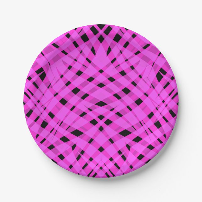 Abstract modern geometrical bright striped print paper plate (Front)