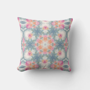 Abstract modern geometrical ornamental print blue cushion
