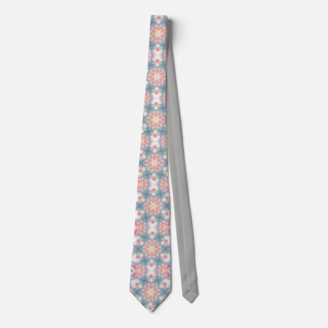 Abstract modern geometrical ornamental print blue tie (Front)