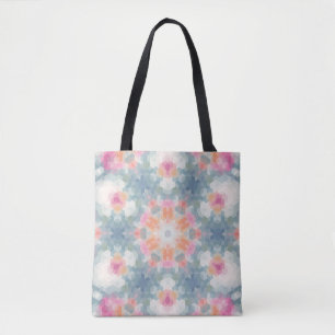Abstract modern geometrical ornamental print blue tote bag