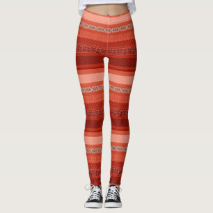 Abstract modern geometrical ornamental retro patch leggings