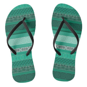 Abstract modern geometrical ornamental retro patch thongs