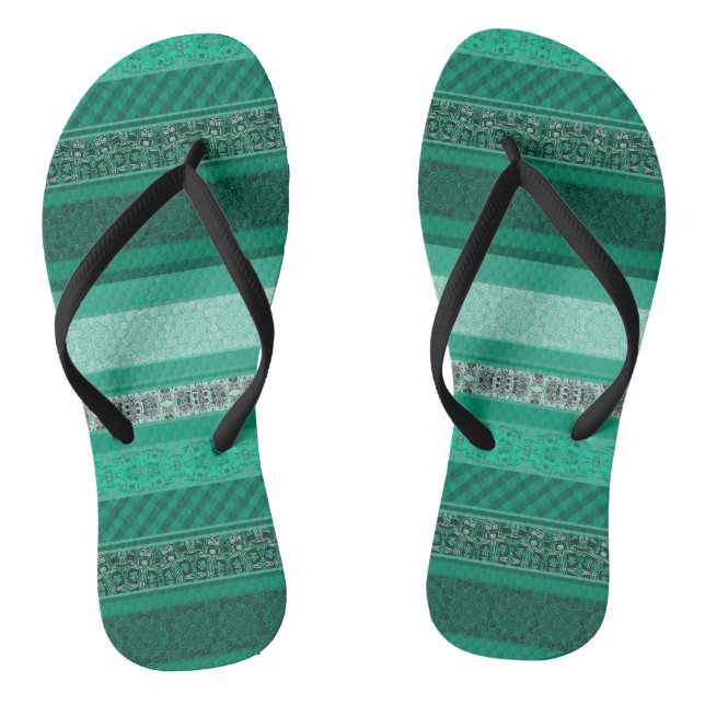 Abstract modern geometrical ornamental retro patch thongs (Footbed)