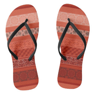 Abstract modern geometrical ornamental retro patch thongs