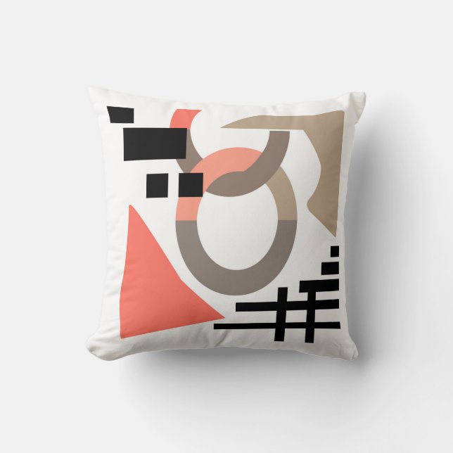 Abstract modern geometrical shapes elements coral cushion (Front)