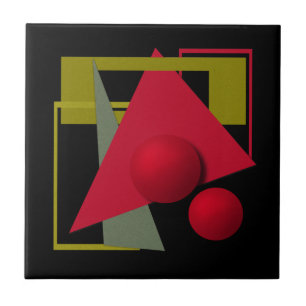 Abstract modern geometrical shapes print ceramic tile