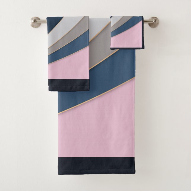 Abstract modern geometrical simple print bath towel set (Insitu)