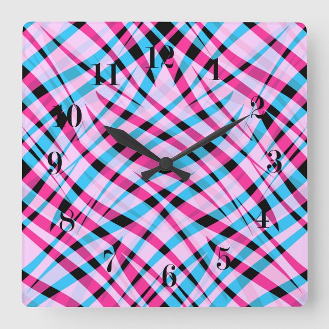 Abstract modern geometrical striped bright summer square wall clock (Front)