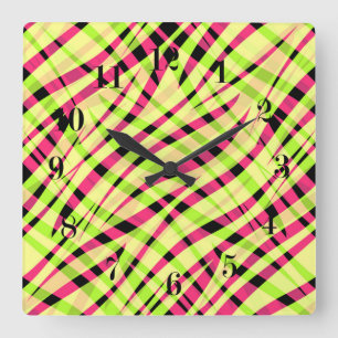 Abstract modern geometrical striped bright summer square wall clock