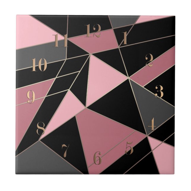 Abstract modern geometrical triangles print ceramic tile (Front)