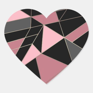 Abstract modern geometrical triangles print heart sticker