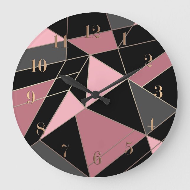 Abstract modern geometrical triangles print large clock (Front)