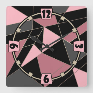 Abstract modern geometrical triangles print large square wall clock