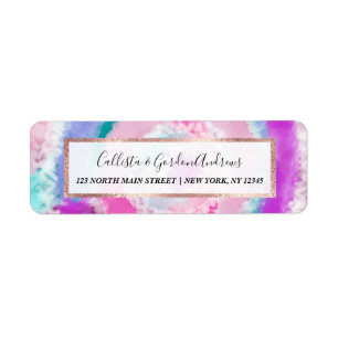Abstract Modern Girly Pink White Tie Dye Paint Return Address Label