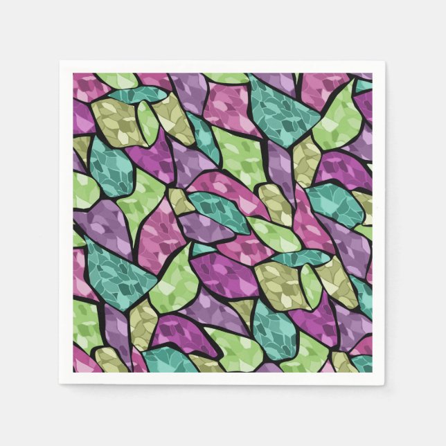 Abstract modern glass mosaic tile pattern bright c napkin (Front)